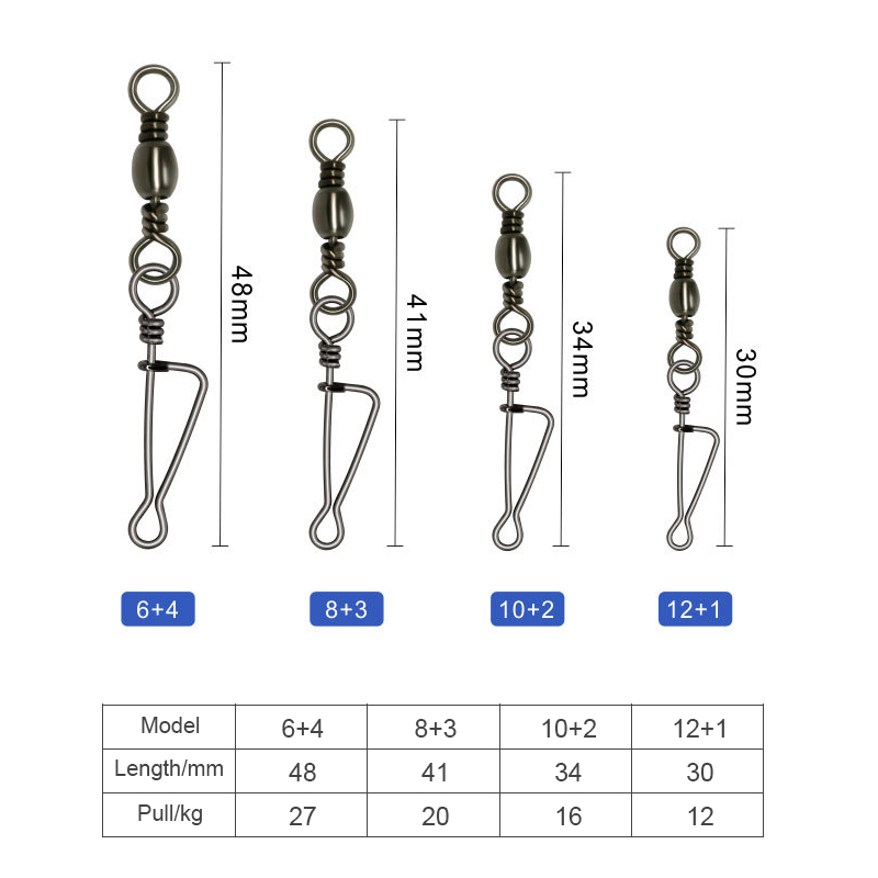 Stainless Steel Snap Swivel Barrel Swivel With Inter lock Snap Fishing Gear swivel Carp Fishing Accessories