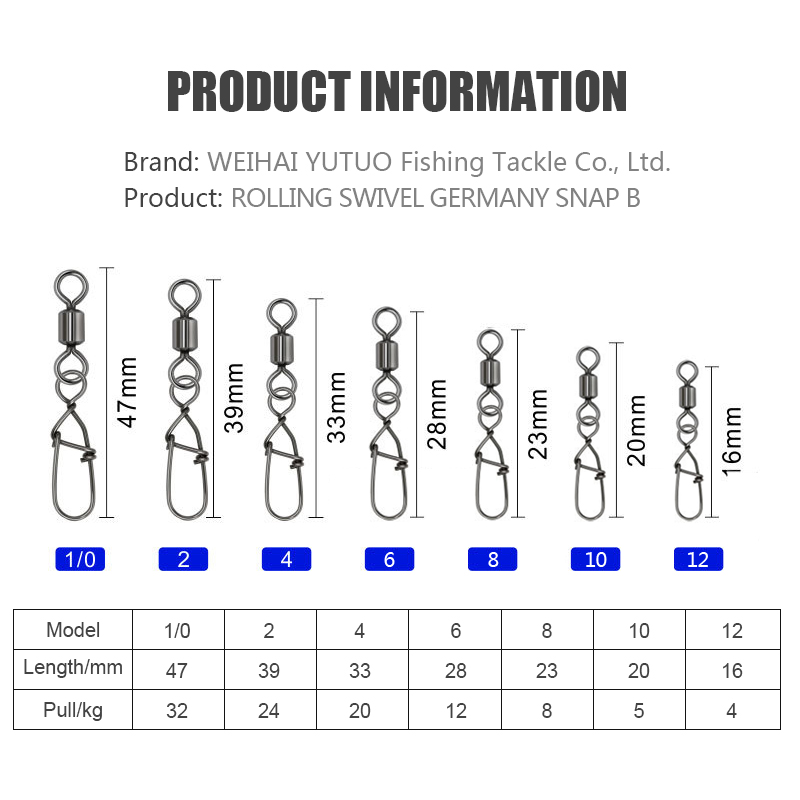 Yatai American Rotary shore lock dual buckle connector Brass Rolling Swivel With Hooked Snap Fishing Accessories
