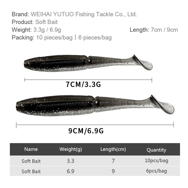 T Tail Worm Soft Baits 3.3g 6.9g Saltwater Worm Seabass Soft Baits Lure 70mm 90mm Wobbler Swimbait Silicone Artificial Bait