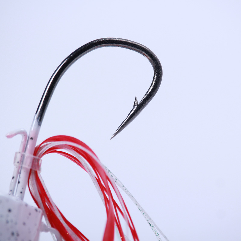 Artificial Luminous Metal Stainless Steel Big Fishing Lead Head Hooks Painted Jig Head With Silicone Skirt Single Hook