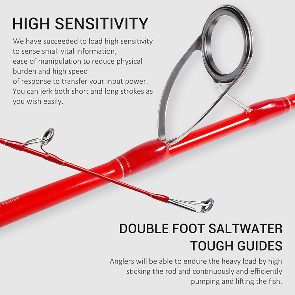 Custom 6'0'' (1.83m) K5 High Carbon Fiber Fishing Anti Skid Jigging Spinning Jig Rods M/MH Fish Sea Pole For Saltwater
