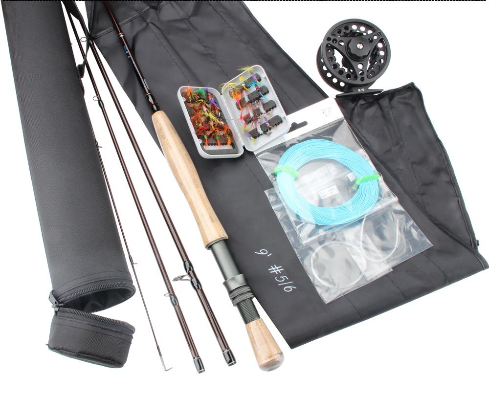30 pcs 9 ft Fly Fishing Rod and Reel Complete Outfit Kit Fishing Rod Reel Lures Fly Lines With Case