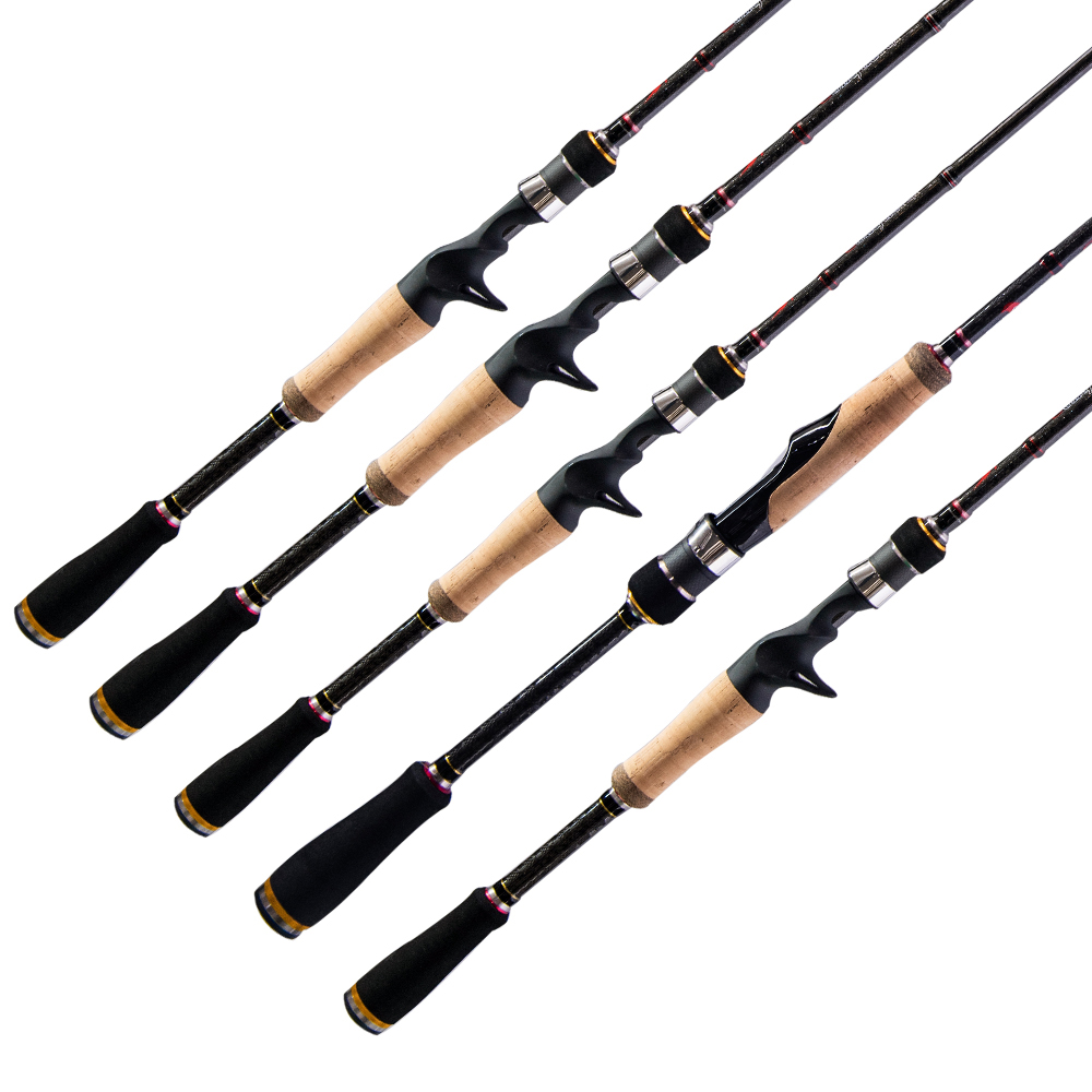 1.98m 2.0m 2.07m Fast Action Casting Spinning Fishing Lure Rod Carbon Pole 2 Sections Bass Master Hard Soft