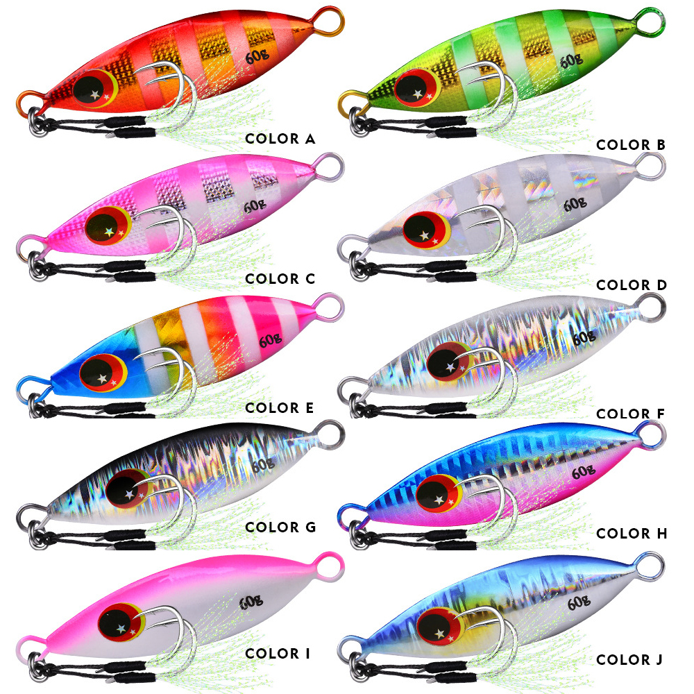 Metal Hard Jig Lure Artificial Bait Shore Slow Jigging Super Bass Fishing Tackle 10g 20g 30g 40g 60g Supply Wholesale