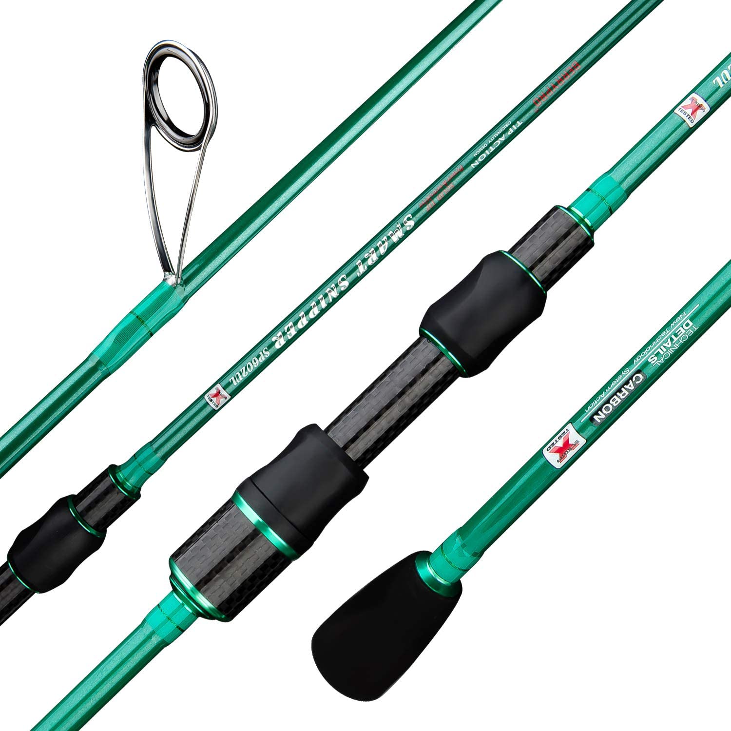 Ultralight Spinning Fishing Rod, Travel Spinning Rod with Solid Carbon Tip Fast Action(6', 6'6'',7',7'6'')