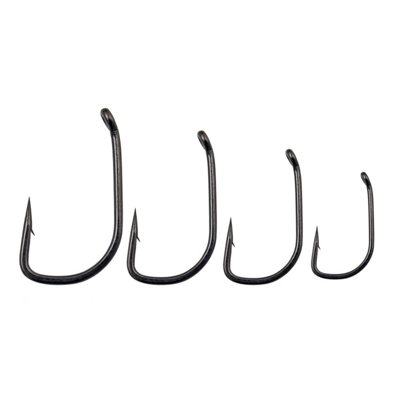 Carp Fishing Accessories Tackle Carpe Black Coating Fishing Hooks High 100C Carbon Steel Barbless Freshwat Carp Fish Hook