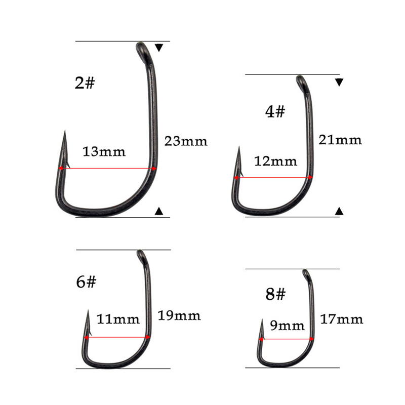 Carp Fishing Accessories Tackle Carpe Black Coating Fishing Hooks High 100C Carbon Steel Barbless Freshwat Carp Fish Hook