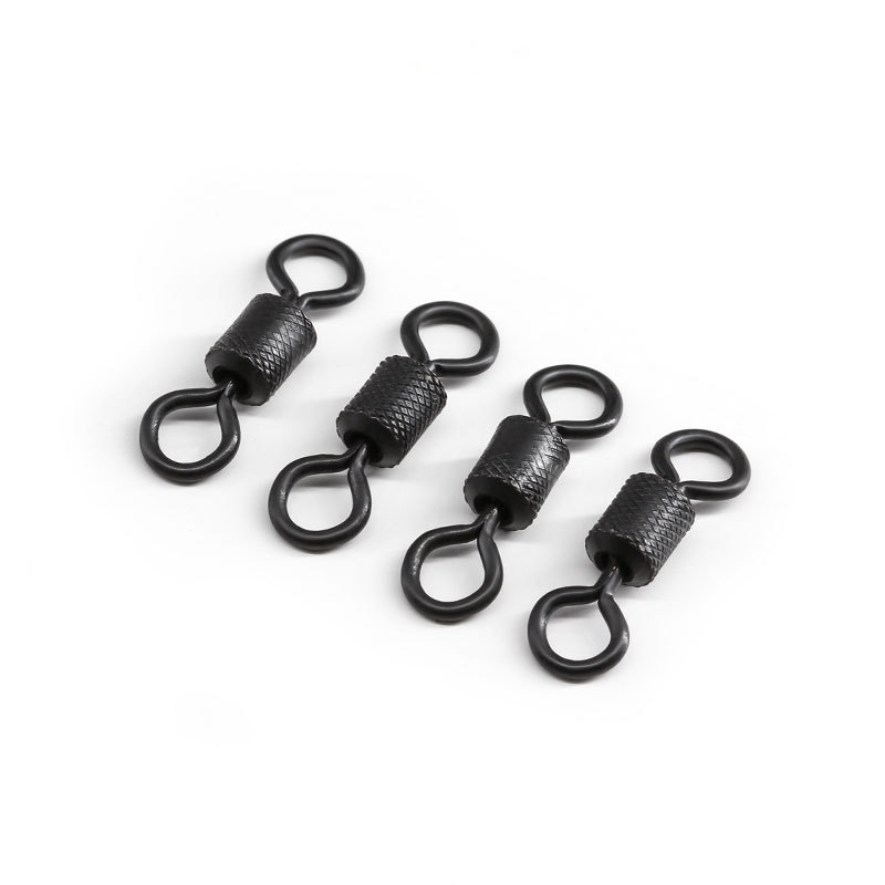 Embossing Matt black Swivel High-Speed Eight-Character Ring Connector 4# European Carp Fishing Swivel