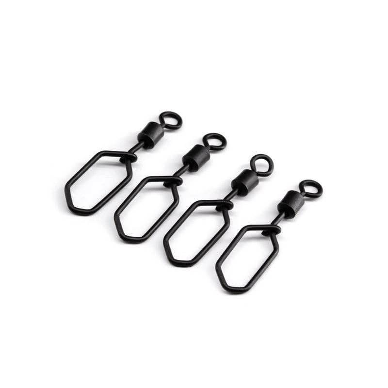 Embossing Matt Black Square Pin Lure Stainless Steel Pin Swivel High Speed Ring Connector 4# European Carp Fishing Swivel