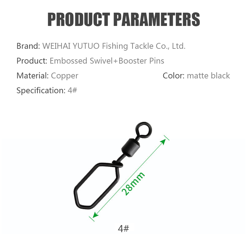 Embossing Matt Black Square Pin Lure Stainless Steel Pin Swivel High Speed Ring Connector 4# European Carp Fishing Swivel
