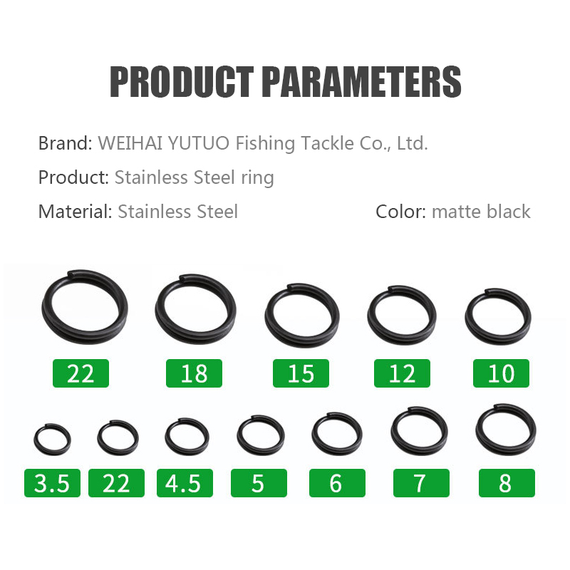 Matt Black Stainless Steel Flattening Ring Fishing Lure Parts Accessories Double Split Ring