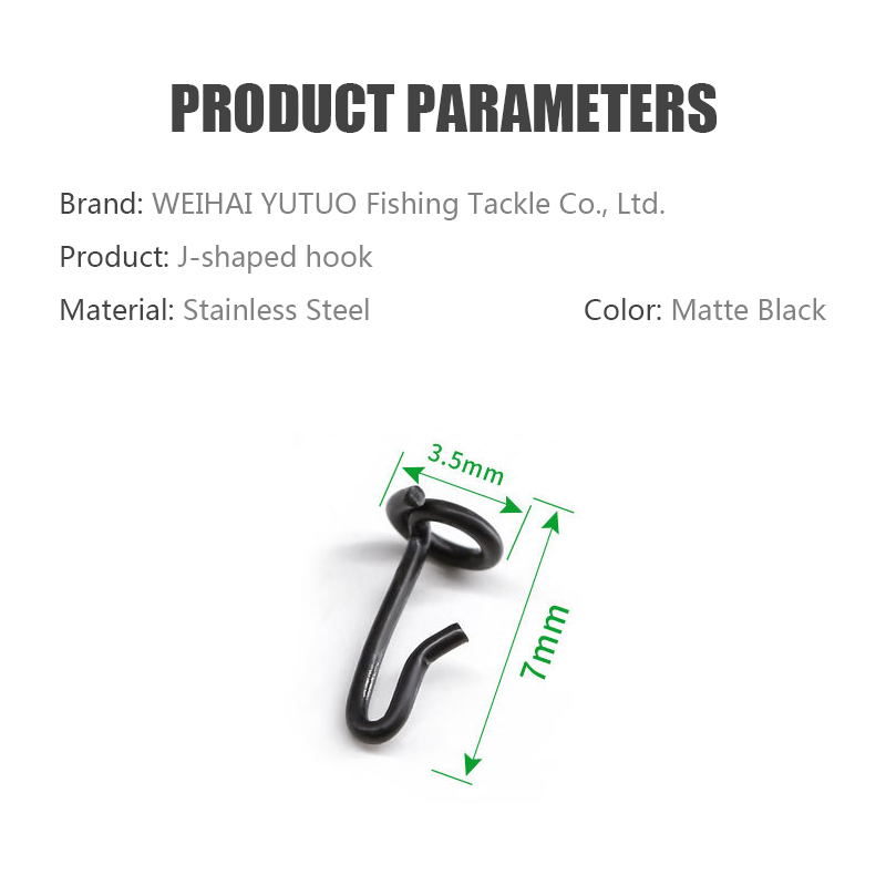 Matte Black Stainless Steel Carp Fishing J Shaped Hook Carp Fishing Terminal Tackle