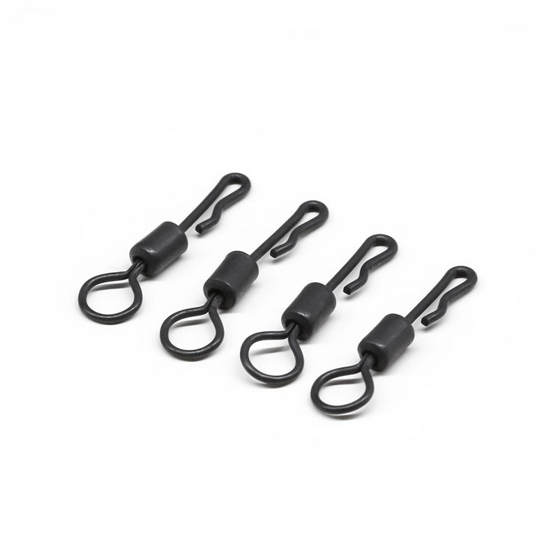 Matt Black Lengthen Bearing Swivel Fishing Connector Q-Shaped Quick Change Swivels 4# Carp Fishing Terminal Tackle