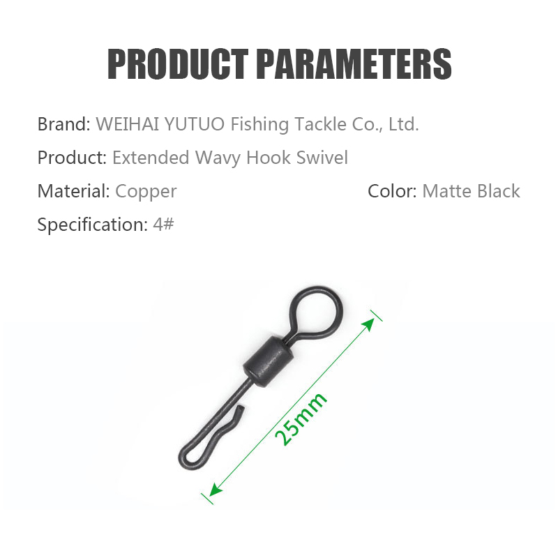 Matt Black Lengthen Bearing Swivel Fishing Connector Q-Shaped Quick Change Swivels 4# Carp Fishing Terminal Tackle