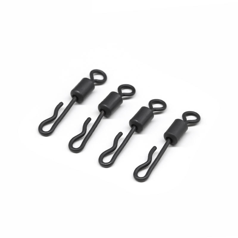 Carp Fishing Terminal Tackle 4# Matt Black Bearing Swivel Fishing Connector Q Shaped Quick Change Swivels