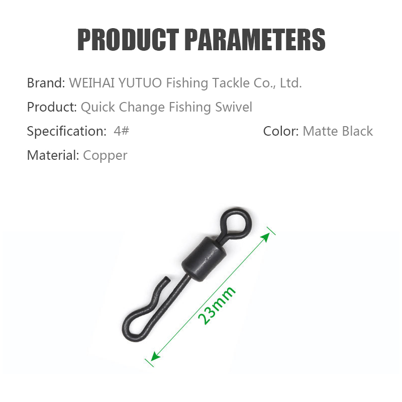 Carp Fishing Terminal Tackle 4# Matt Black Bearing Swivel Fishing Connector Q Shaped Quick Change Swivels