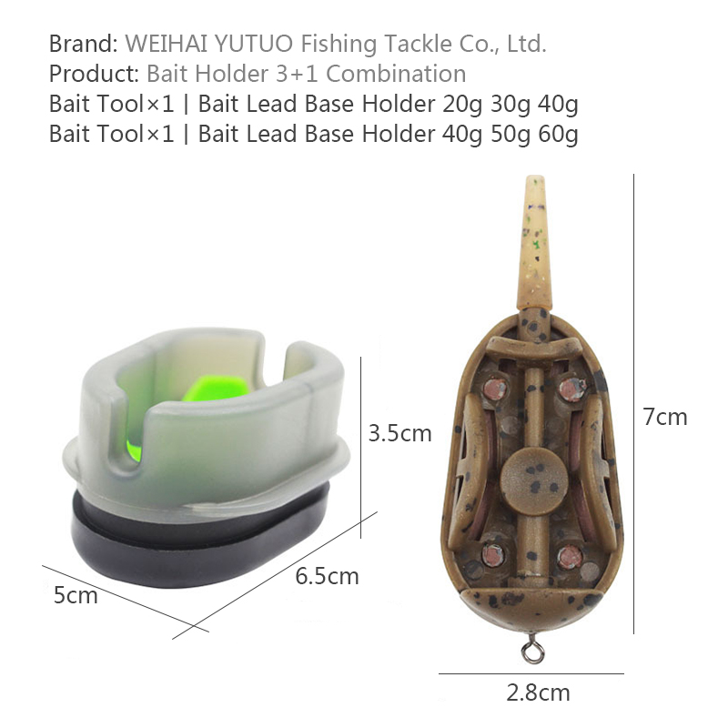 20g 30g 40g 50g 60g European Carp Fishing Terminal Tackle Accessories Set In-Line Flat Method Feeders 3+1 Combination