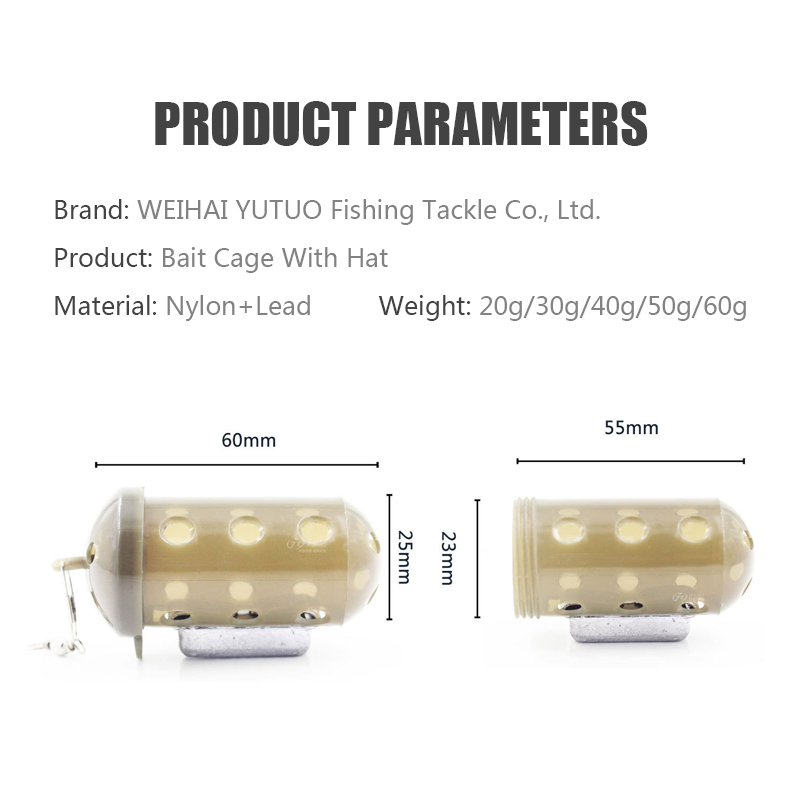 European Carp Fishing Terminal Tackle Bait Cage With Hat Fishing Feeder Bait 20g 30g 40g 50g 60g