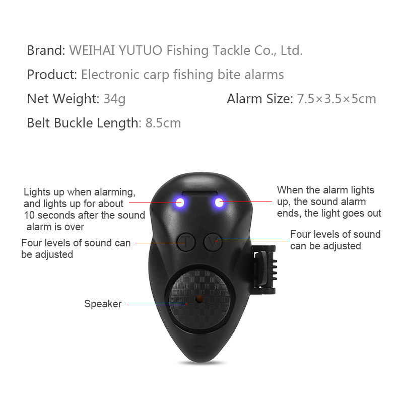 Electronic Automatic Carp Fishing Bite Alarm Indicator with LED Light Fish Bell Alarm Sensitive Sea Rod Throwing Night Fishing