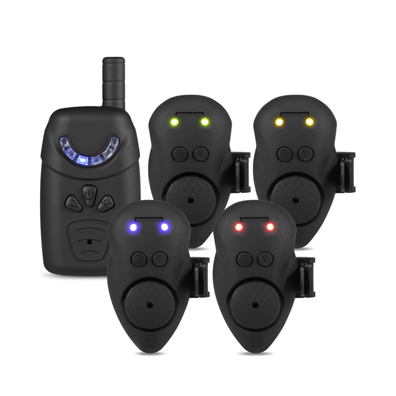 High Quality Electronic Carp Fishing Tackle Colorful LED Light Wireless Fishing Bite Alarm 1+4 Set