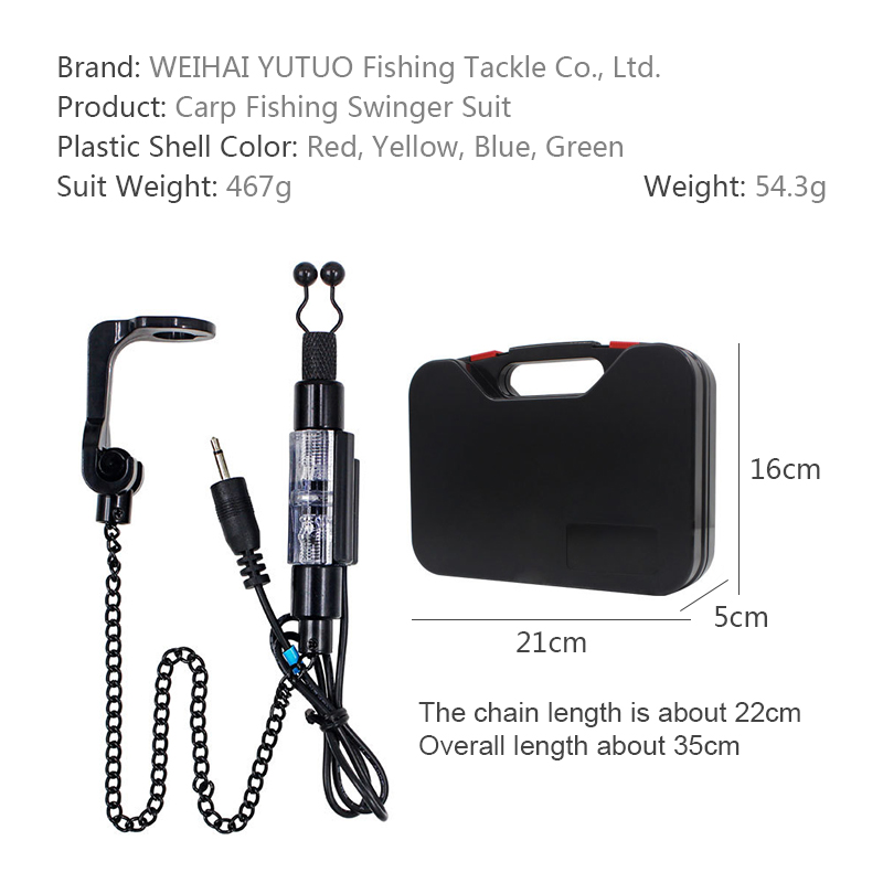 Carp Fishing Swingers Set Fishing Bite Alarm Indicators 4pcs In Zipped Case LED Illuminated Hanger Swinger