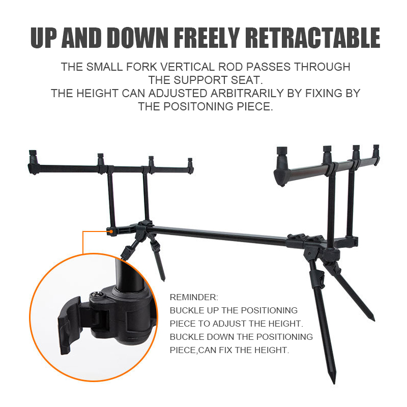 Aluminum Alloy Adjustable Durable Retractable Carp Fishing Rod Pod Stand Set With Bag