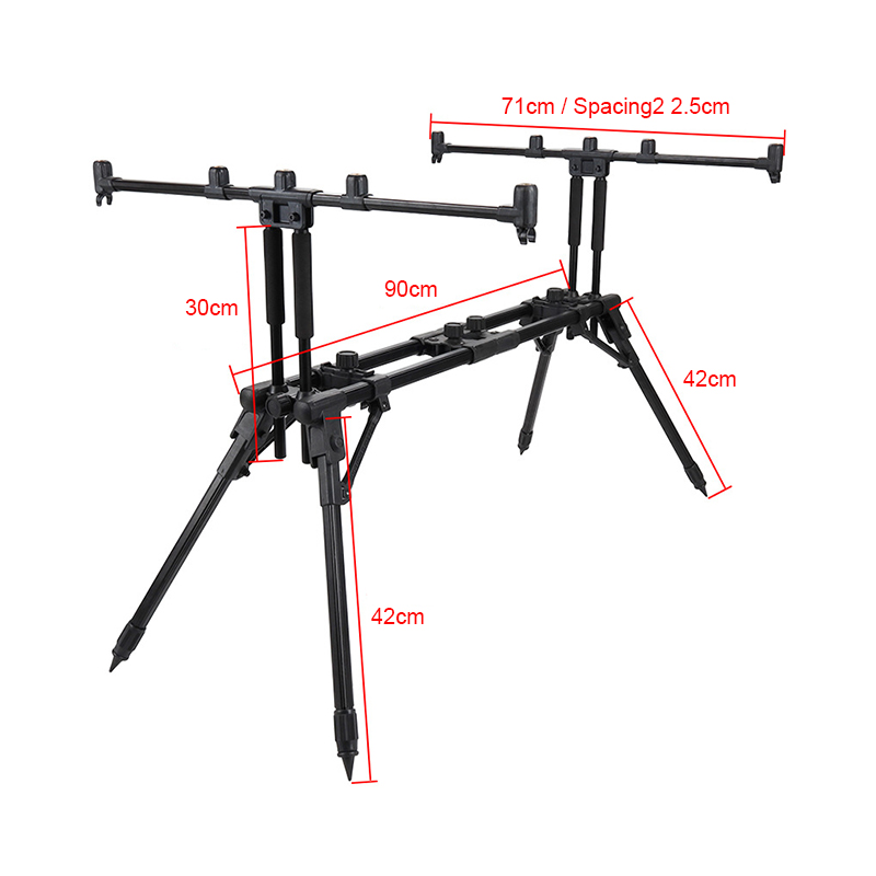 2022 New Fishing Rod Pod Stand Adjustable Retractable Design Folding Aluminum Alloy Carp Fishing Rod Pods With Accessories