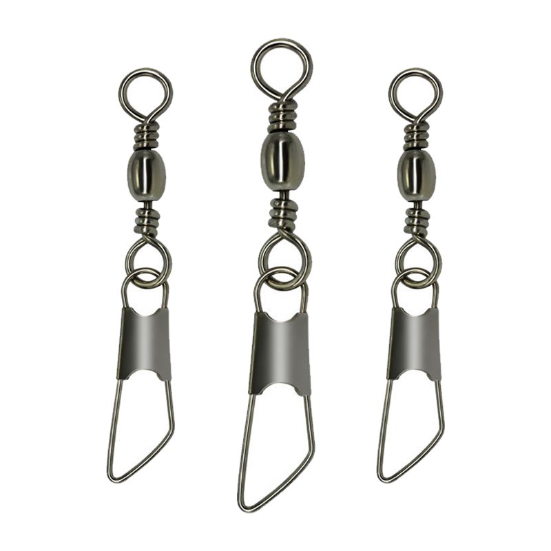 Fishing Tackle Swivel Quick Snap Accessories Barrel Swivel With Safety Snap Stainless Fishing Hook Lure Link Fishing Snap Swivel