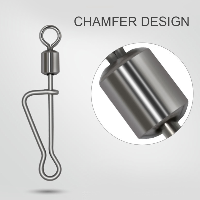 Fishing Rolling Ball Bearing Barrel Swivel with Safety Snap Connector 1/0#-12# Connector Swivels Pin Snap