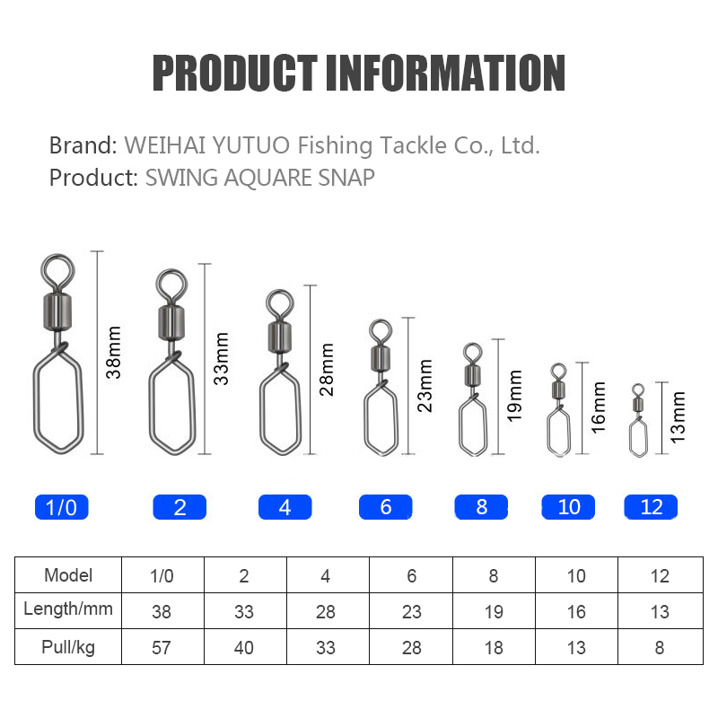 Fishing 8-Shaped Connector Pin Bearing Rolling Swivel With Square Snap Fishhooks Lures Jig Fishing Accessories