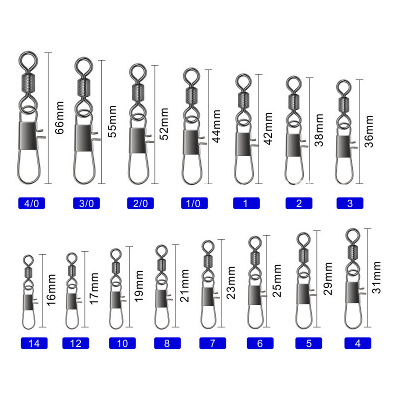 Fishing Swivels Snap Rolling Swivel 4/0-14# Impressed Rolling Swivel With Interlock Snap Terminal Tackle Carp Fishing Connector