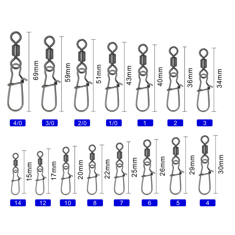 Fishing Lure Swivels Accessories Connector Pin Impressed Rolling Swivel Bearing Rolling Swivel Stainless Steel Snap Fishhook