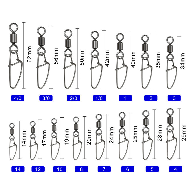 Yatai American Rotary shore lock dual buckle connector 4/0-14# Brass Rolling Swivel With Hooked Snap Fishing Accessories