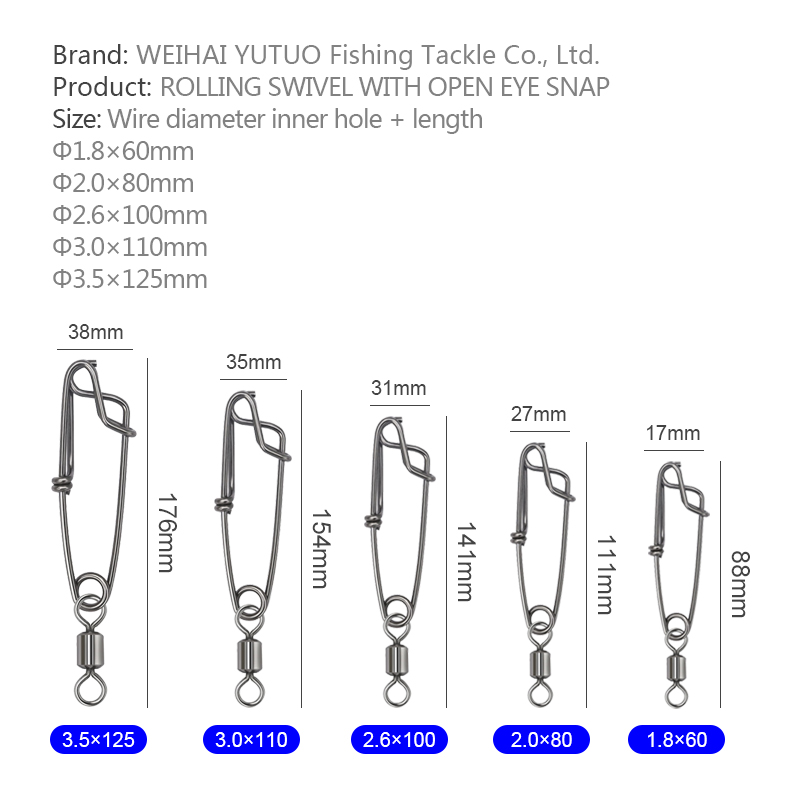 Carp Fishing Connector Rolling Swivel With Open Eye Snap Accessories