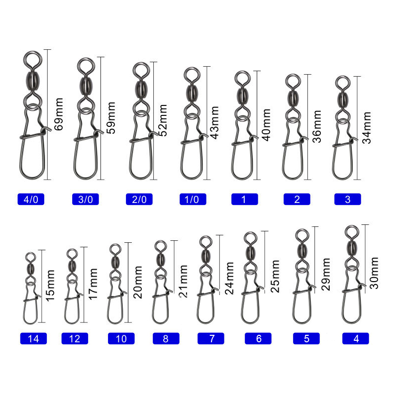 Swivels Fishing Tackle Accessories Crane Swivel With Nice Snap Fishing Hook Connector Wholesale 100pcs Per Bag