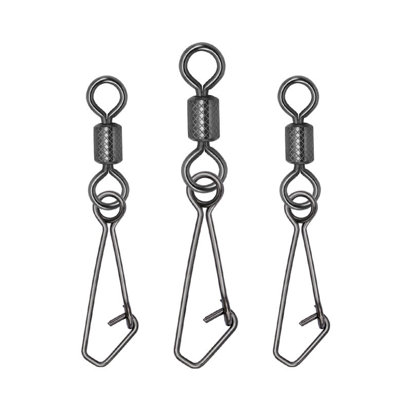 Carp Fishing Swivels Snap Rolling Swivel 3/0-10# Impressed Rolling Swivel With Inter Lock Snap Or Double Safety A Snap