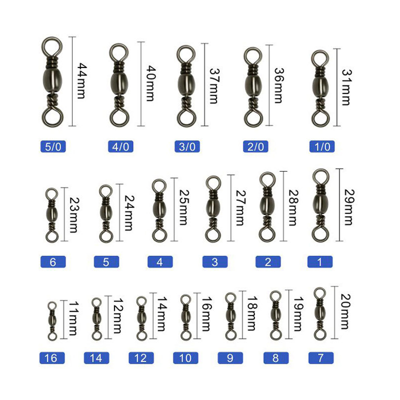 Wholesale 500Pcs Fishing Swivel Tackle Accessories Connector 16#-5/0# High Strength Fishing Brass Fishing Barrel Swivels