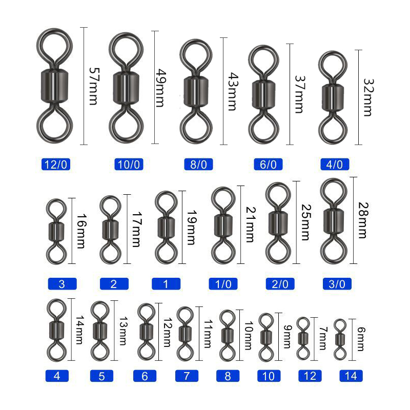 Wholesales Brass Connector 8-Shaped Ring Strong Pull American Rolling Swivel Fishing Gear For Deep Sea Long Line Fishing Carp