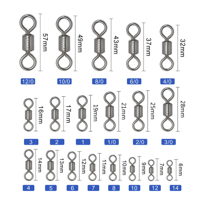 Fishing Tackle Brass Impressed Rolling Swivel Connector Ring Fishing Stainless Steel Rolling Barrel Swivel