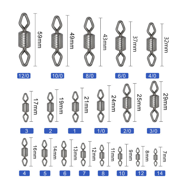 Fishing Tackle Brass Impressed Rolling Swivel Connector Ring Fishing Stainless Steel Rolling Barrel Swivel Fishing Accessories