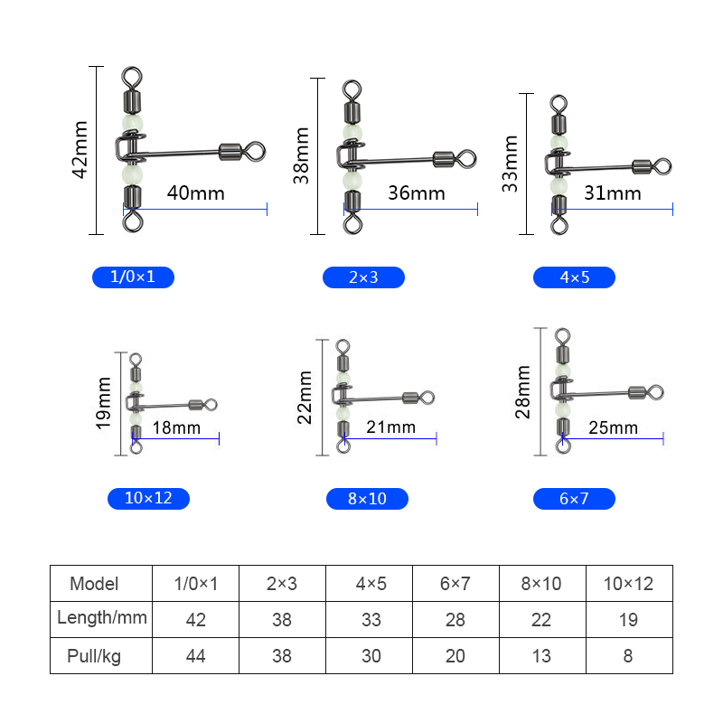 Stainless Steel 8 Ring Trident Ring Connector Fork 8 Ring Luminous Bead Fishing T Shape Cross line Rolling Swivel With Beads