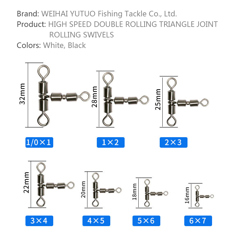 High Speed Double Rolling Triangle Joint Rolling Swivel Stainless Steel For Fishing Fishing Swivel Solid Connector