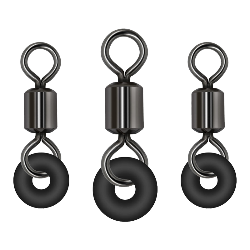 Fishing TackleBrass Rolling Swivels With O Rubber Ring 5/10# Fishing Stainless Steel Rolling Barrel Swivel