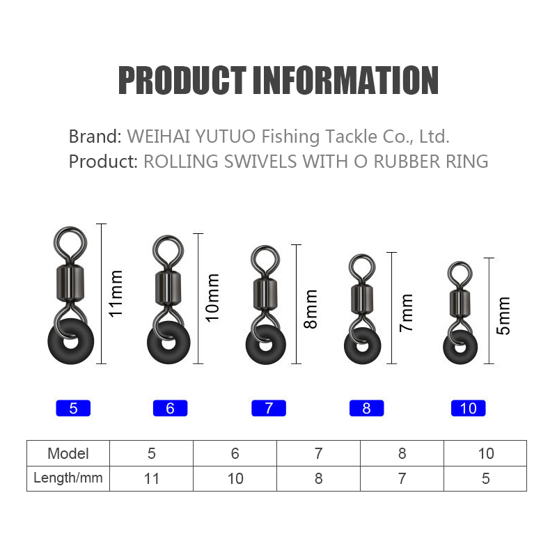 Fishing TackleBrass Rolling Swivels With O Rubber Ring 5/10# Fishing Stainless Steel Rolling Barrel Swivel