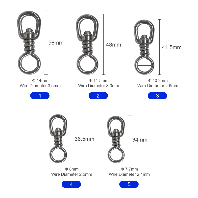 Fishing Swivel Stainless Steel Single Winding Swivel Connector 1-5# Saltwater Fishing Accessories