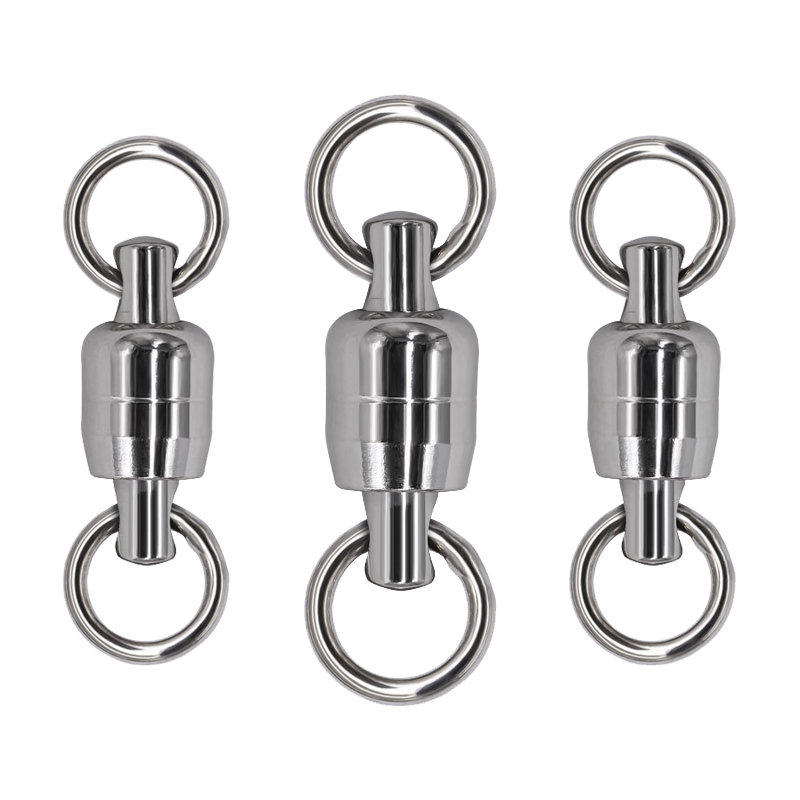 Ball Bearing Swivel1-8# Heavy Duty Stainless Steel Fishing Rolling Barrel Swivel Connector with Solid Tackle Fishing Accessories