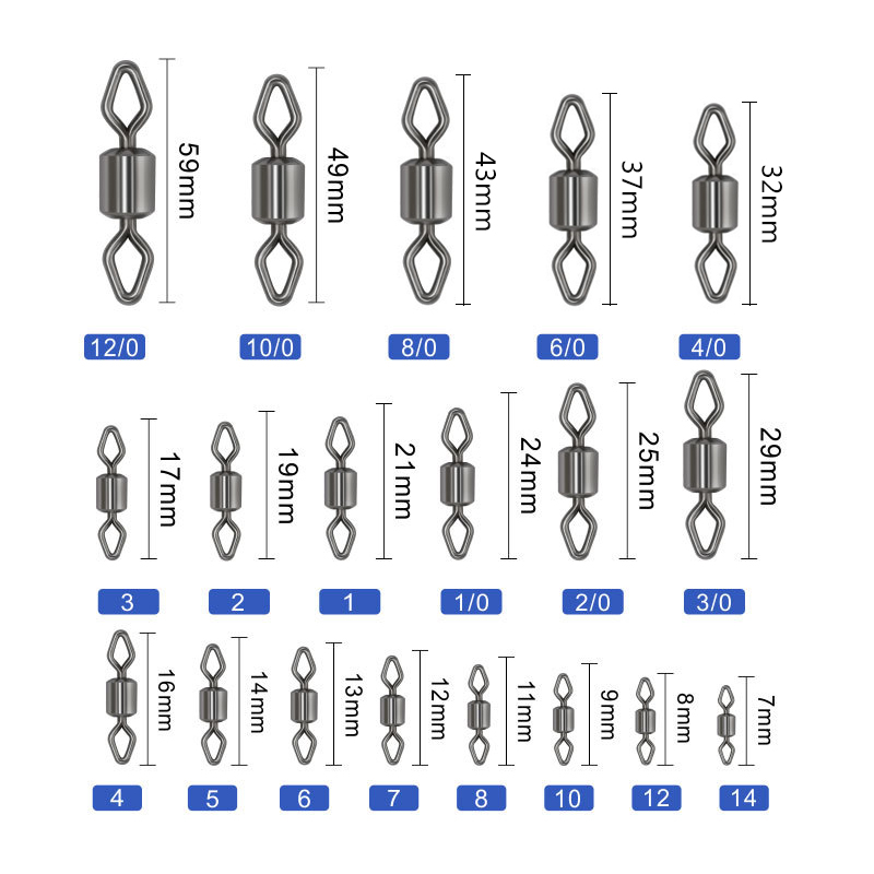 Fishing Tackle Brass Rolling Swivel Connector Ring Fishing Stainless Steel Diamond Eye Rolling Swivel Fishing Accessories