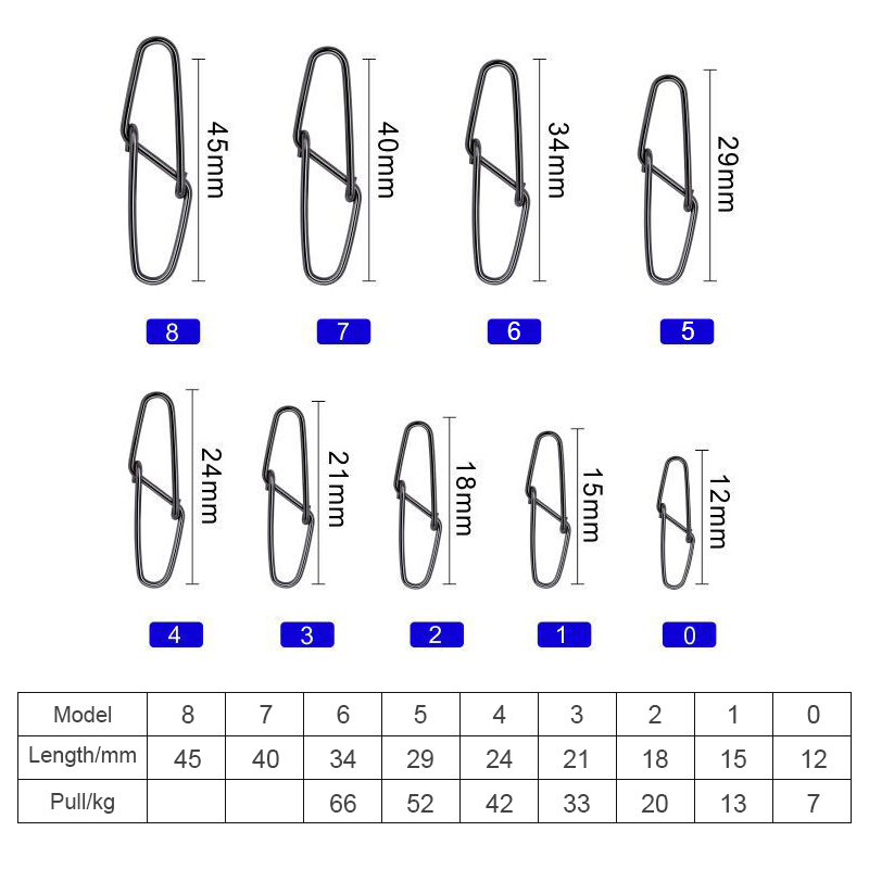 Fishing Swivel Snap Hooks Line Connector Stainless Steel Diamond Insurance Snap Fastlock Clips Connector 100Pcs Per Bag