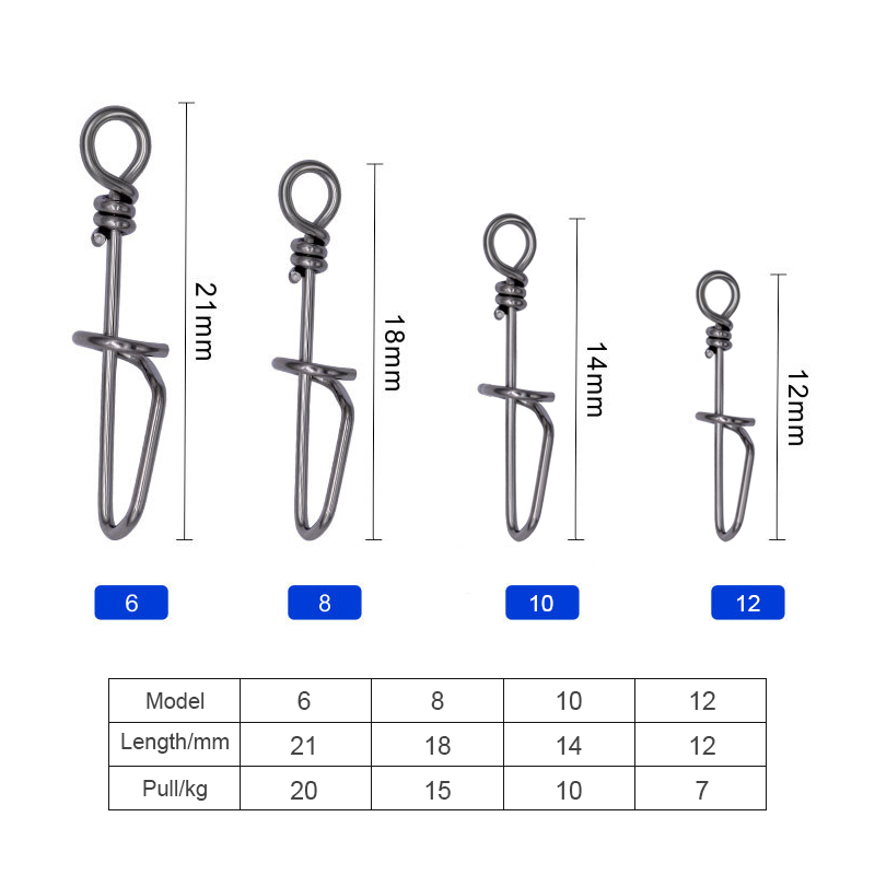 Heavy Duty Fishing T-Shape Snap Swivels Connector For Soft Lure Centering Pin Spring Twist Lock Accessories