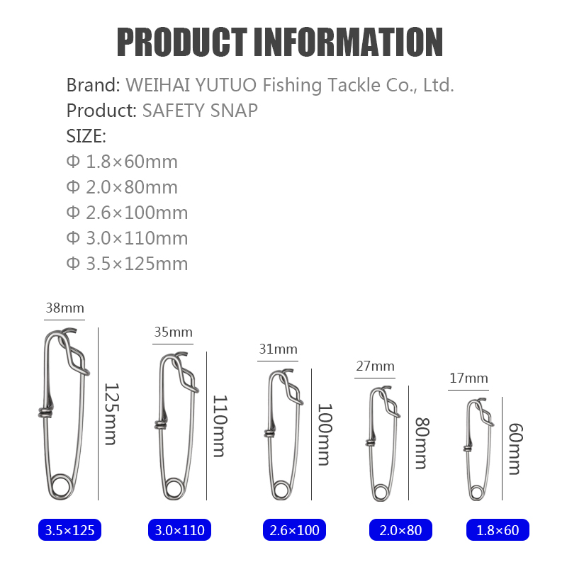 Fishing Clip Snap Close Eye Snap Long Line Stainless Steel Tuna Clips Sea Fishing Connector Accessories